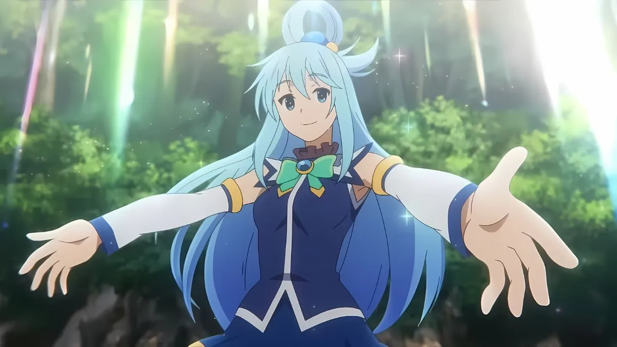 Aqua-holding-out-her-arms-in-Konosuba-season-3